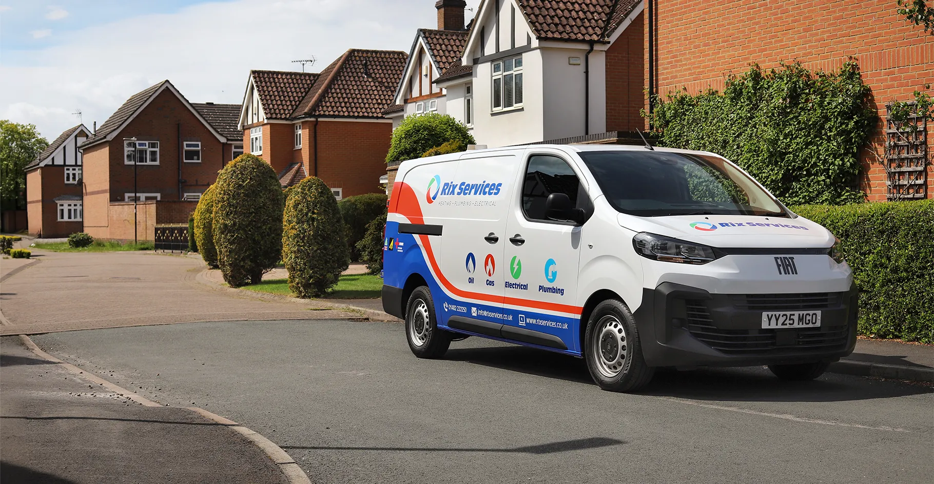 Rix Services branded van parked on a residential street