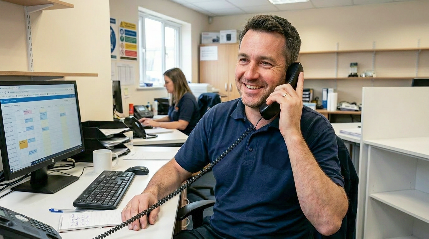 Rix team member taking a customer call in the office